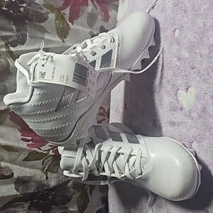 adidas Freak Mid MD J Football Cleats, New+ Box White/Silver Boys/Girls